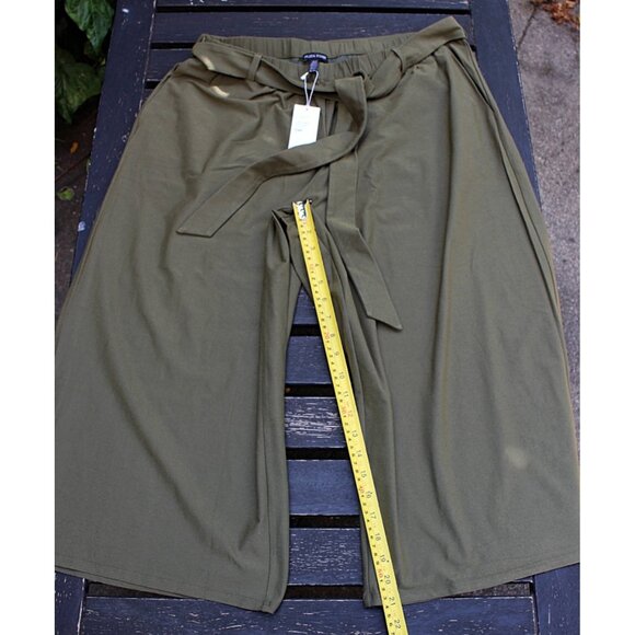 New w/Tags - Eileen Fisher Stretch Crepe Wide Leg Cropped Pants, Olive, XL - Picture 6 of 11